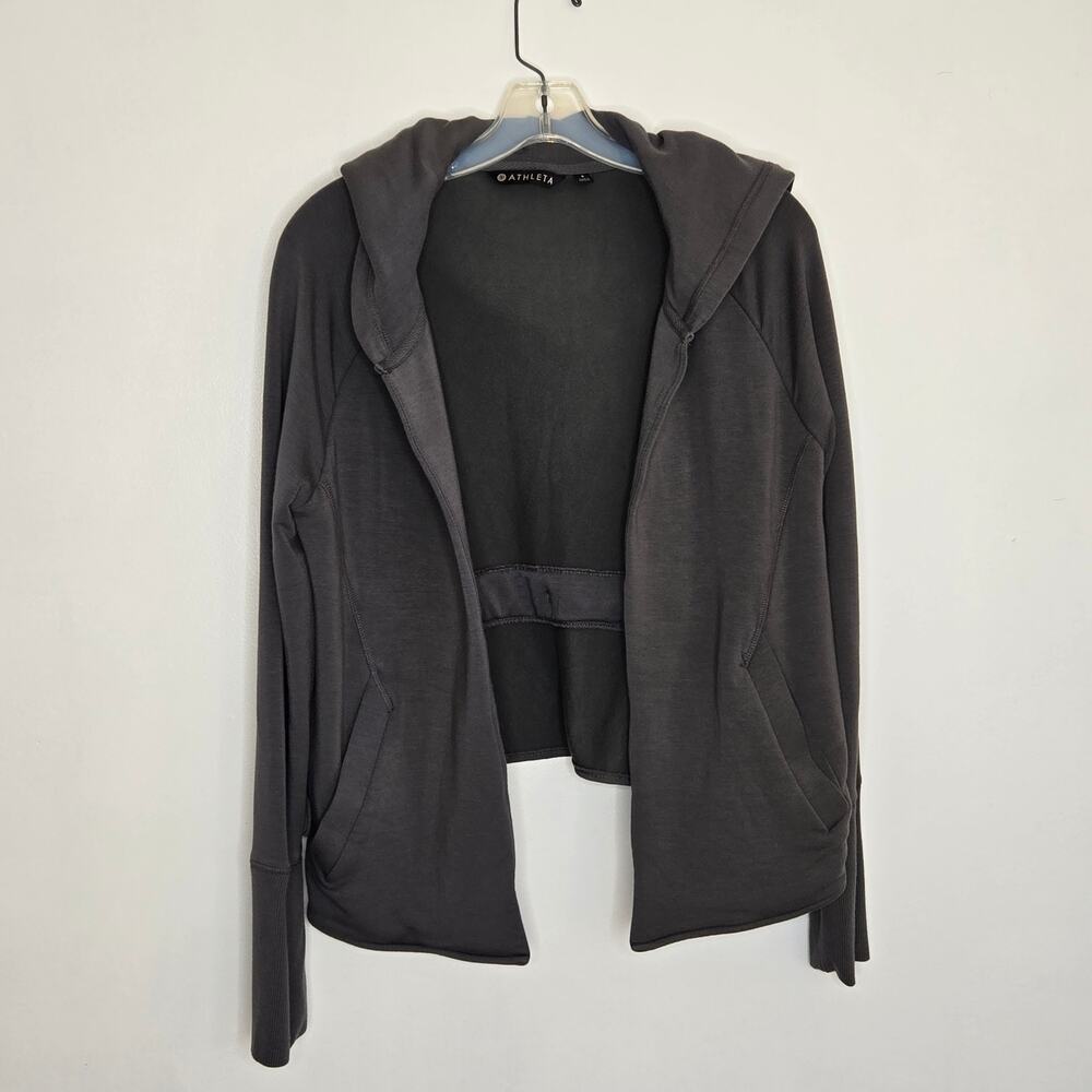 Athleta Clarity Cinch Open Cardigan Modal Gray Soft Sweatshirt Women Small - Picture 11 of 14